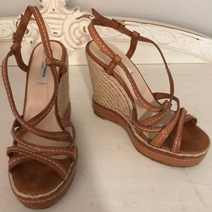 L.K. Bennett brown espadrille sandal wedges size 7